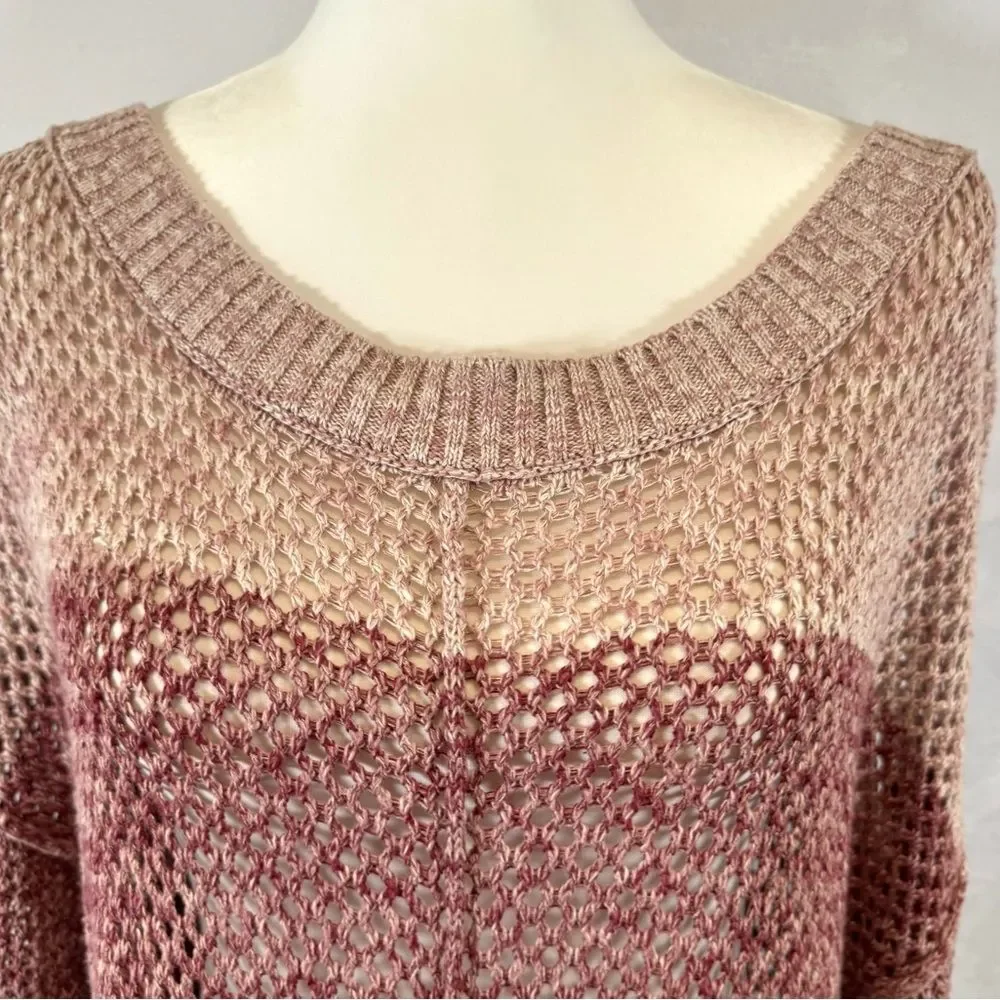 Maurice’s pink and purple color block loose knit open stitch sweater size 3X
